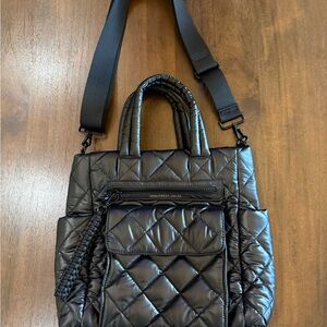 Sincerely Jules Black Quilted Medium Women's Crossbody Tote Bag Detachable Strap